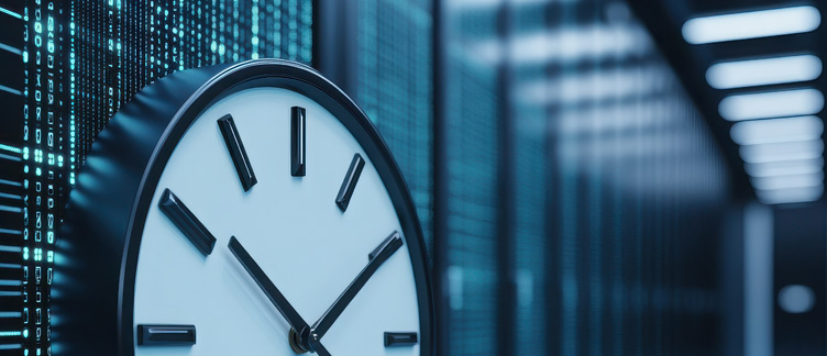 Eine Uhr steht im Rahmen der Adressbereinigung für schnelle Reaktionszeiten bei der Dateneingabe.