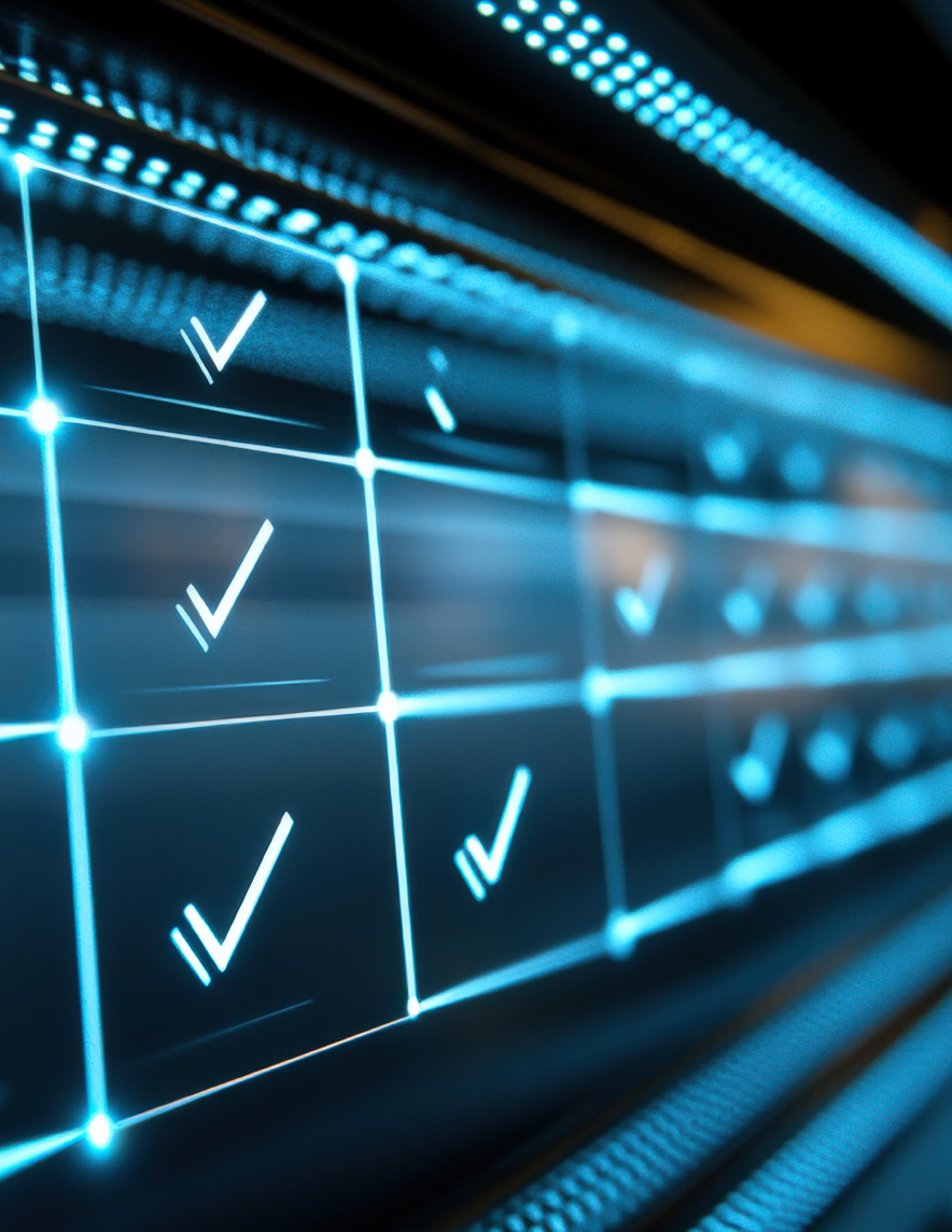 Die gesetzten Häkchen im Bild verdeutlichen die Referenzdatenbank als Grundlage für professionelles Datenbankmanagement.